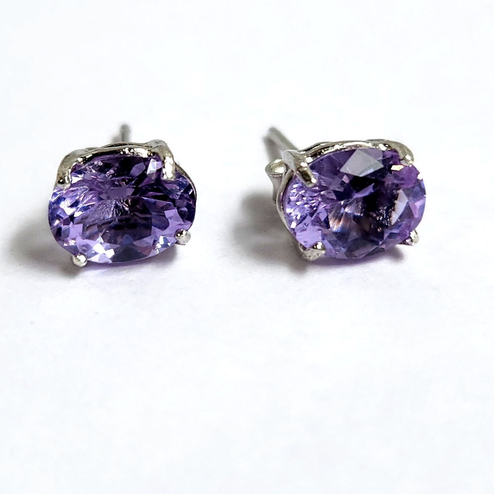 VTG 8x6mm 3cts Glowing Tanzanite Indigo 8x6mm 925 Stud Earrings, Our Last Pair - Picture 8 of 15